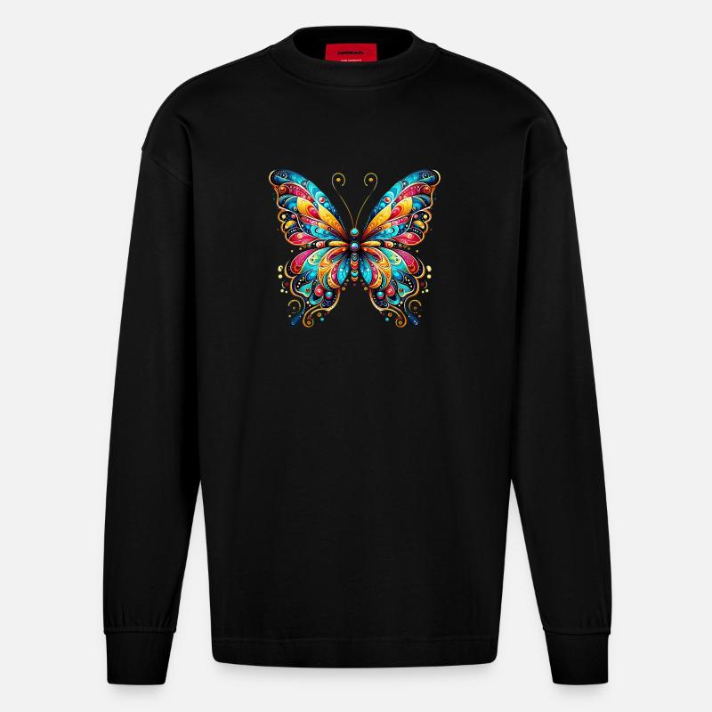 Papillon - Manches longues bio épais oversize fabriqué en UE - SOLID BLACK