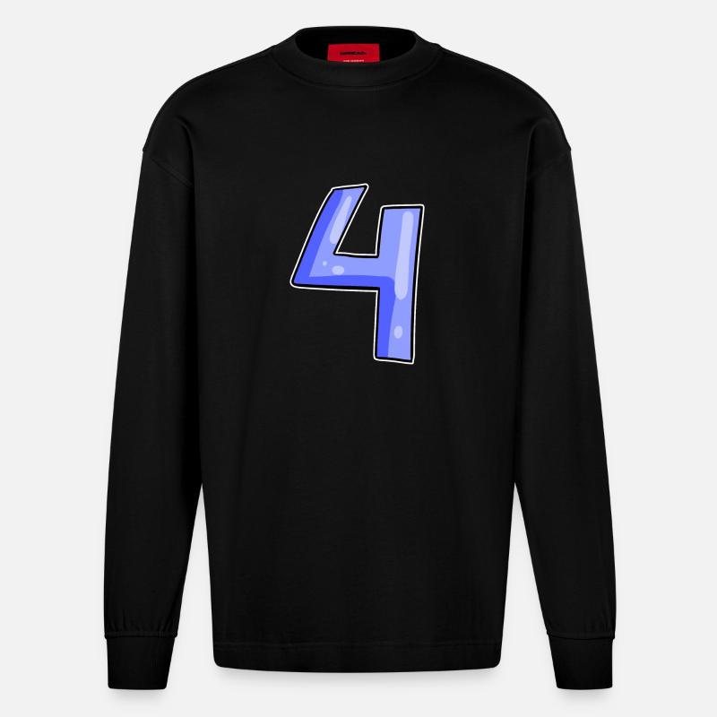 4 - Vier - Heavyweight Oversized Organic Langarmshirt Made in EU - SOLID BLACK