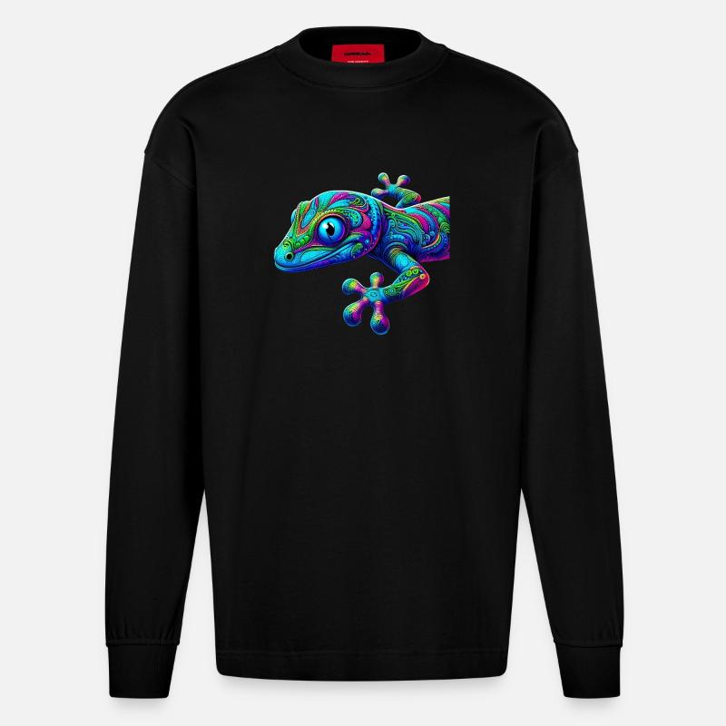 Gecko - Manches longues bio épais oversize fabriqué en UE - SOLID BLACK