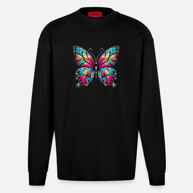 Papillon - Manches longues bio épais oversize fabriqué en UE - SOLID BLACK