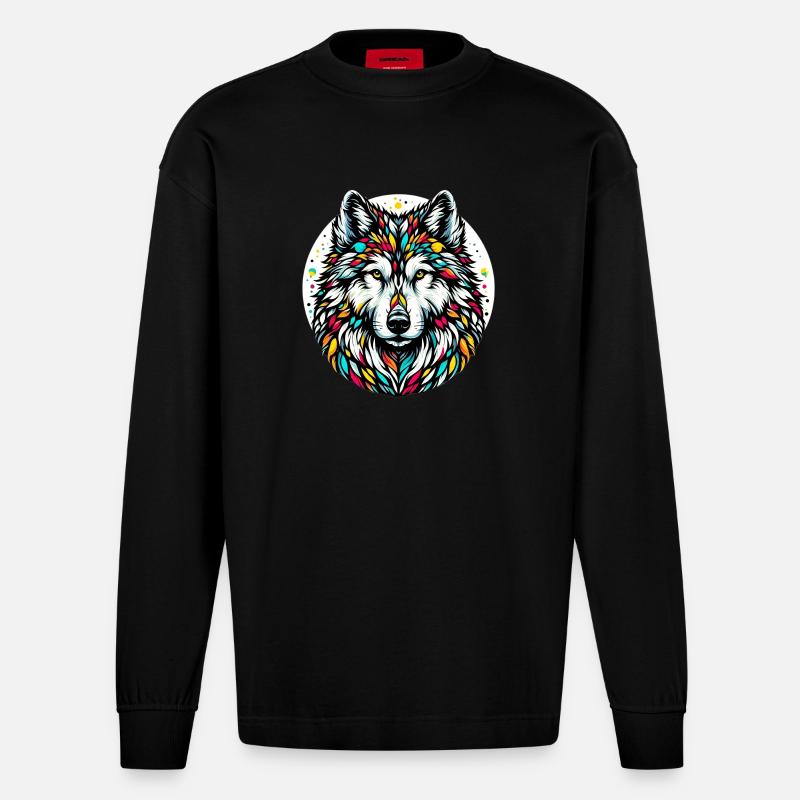 Loup - Manches longues bio épais oversize fabriqué en UE - SOLID BLACK