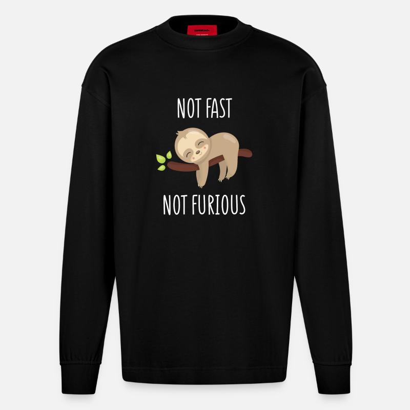 Pas rapide, pas furieux - Manches longues bio épais oversize fabriqué en UE - SOLID BLACK