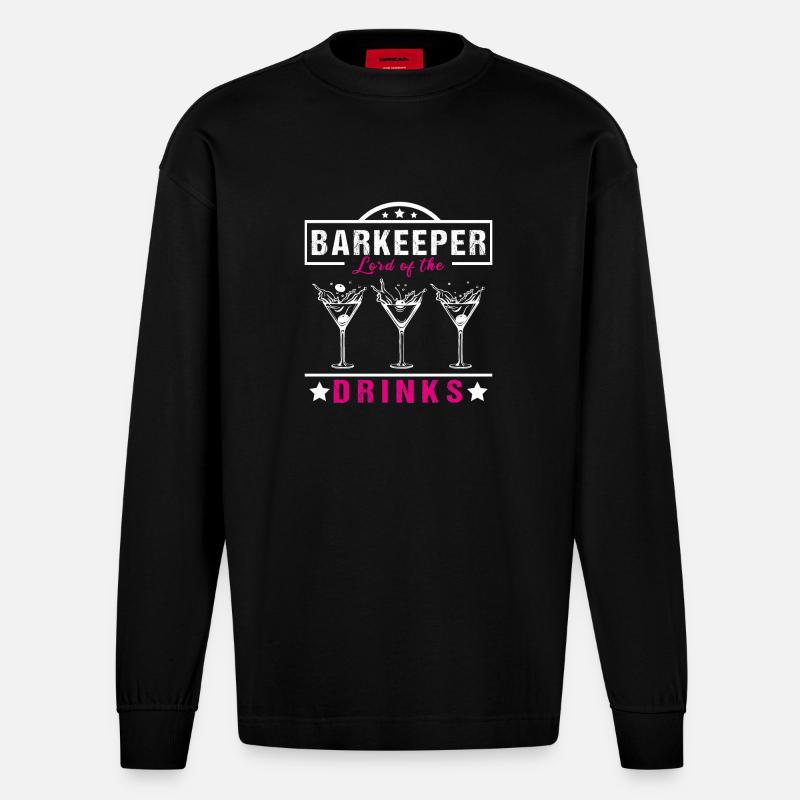 Barkeeper Lord - Heavyweight Oversized Organic Langarmshirt Made in EU - SOLID BLACK