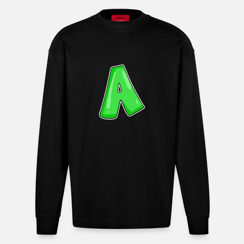 point A Initial point - Heavyweight Oversized Organic Longsleeve Shirt Made in EU - SOLID BLACK
