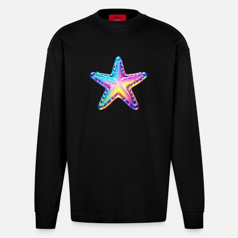 Seestern - Heavyweight Oversized Organic Langarmshirt Made in EU - SOLID BLACK