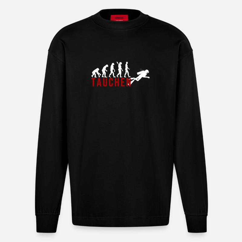 Ecolution Tauchen - Heavyweight Oversized Organic Langarmshirt Made in EU - SOLID BLACK