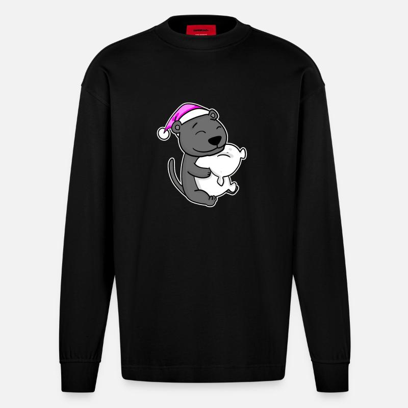 Tired Sleeping In Sleeping Pink - Heavyweight Oversized Organic Longsleeve Shirt Made in EU - SOLID BLACK