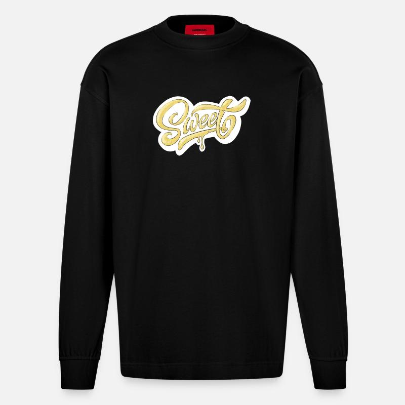 Süßes Schrift-Typografie-Design - Heavyweight Oversized Organic Langarmshirt Made in EU - SOLID BLACK