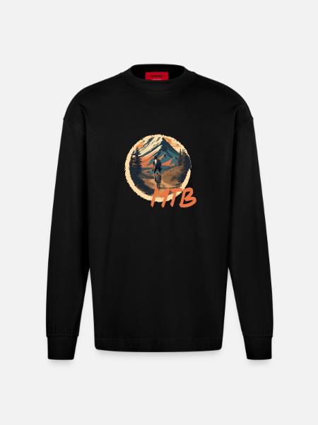 Mountainbike - Heavyweight Oversized Organic Langarmshirt Made in EU - SOLID BLACK