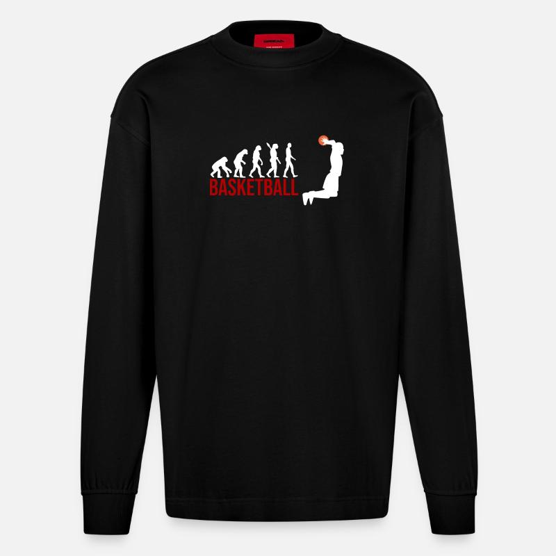 Evolution Basketball - Heavyweight Oversized Organic Langarmshirt Made in EU - SOLID BLACK