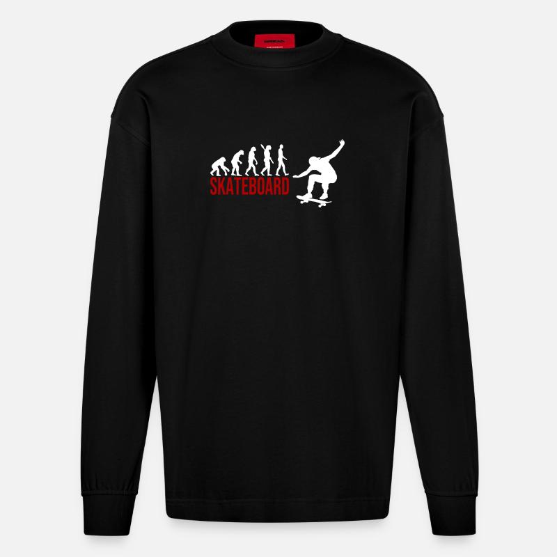 Evolution Skateboard - Heavyweight Oversized Organic Langarmshirt Made in EU - SOLID BLACK