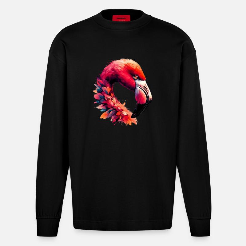Flamant - Manches longues bio épais oversize fabriqué en UE - SOLID BLACK