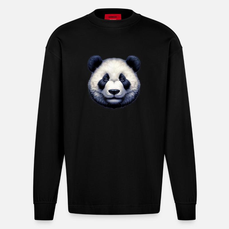 Panda - Heavyweight Oversized Organic Langarmshirt Made in EU - SOLID BLACK