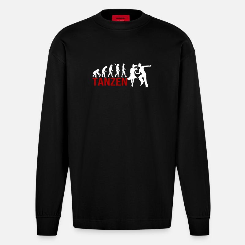 Evolution Tanzen - Heavyweight Oversized Organic Langarmshirt Made in EU - SOLID BLACK