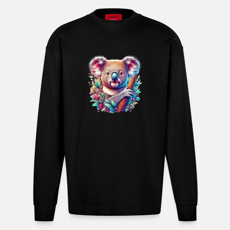 Koala - Heavyweight Oversized Organic Longsleeve Shirt Made in EU - SOLID BLACK