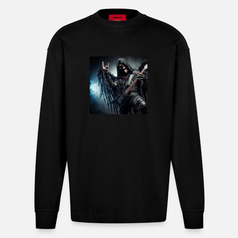 Der Sensenmann ist schwer - Heavyweight Oversized Organic Langarmshirt Made in EU - SOLID BLACK