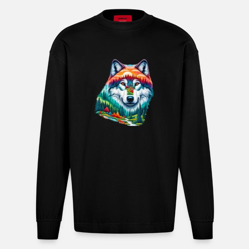 Wolf - Heavyweight Oversized Organic Longsleeve Shirt Made in EU - SOLID BLACK