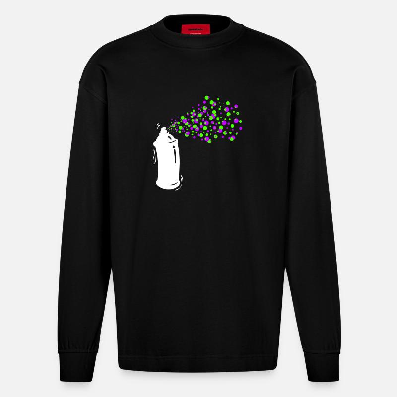 Graffiti Sprayer Spraydose Kunst Strassenkunst - Heavyweight Oversized Organic Langarmshirt Made in EU - SOLID BLACK