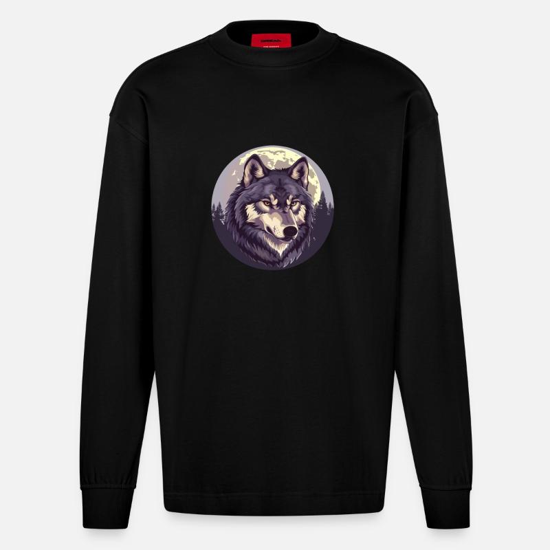 Sang de loup - Manches longues bio épais oversize fabriqué en UE - SOLID BLACK