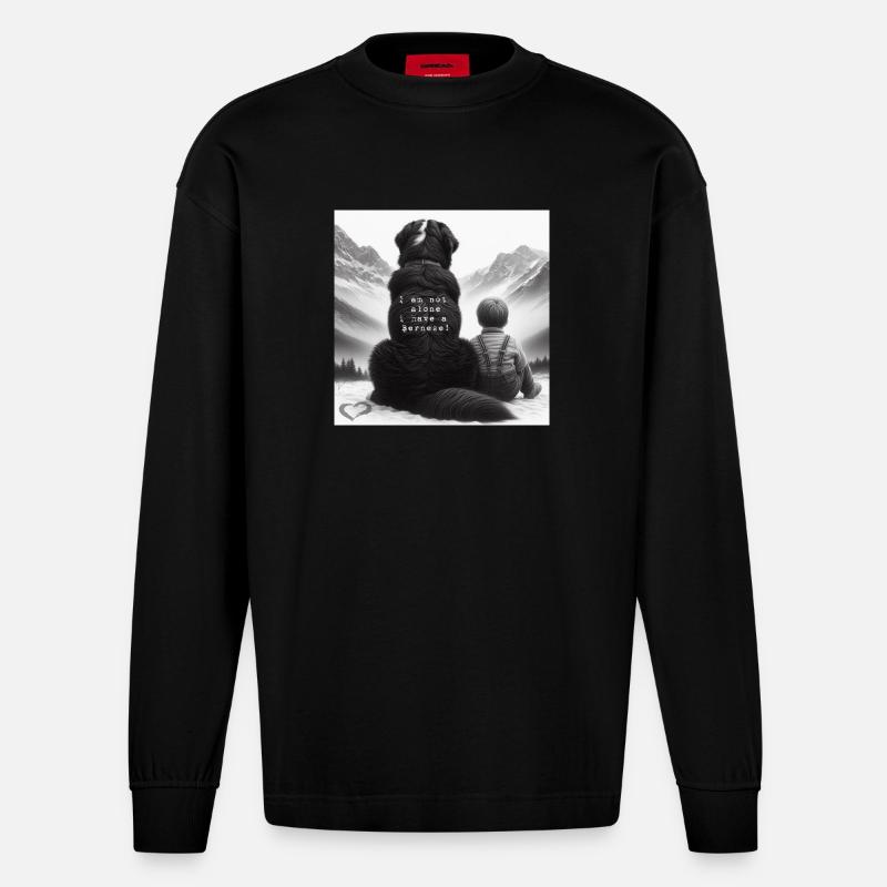 Berner Sennenhund - Heavyweight Oversized Organic Langarmshirt Made in EU - SOLID BLACK