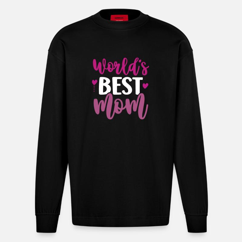 Die beste Mutter der Welt - Heavyweight Oversized Organic Langarmshirt Made in EU - SOLID BLACK