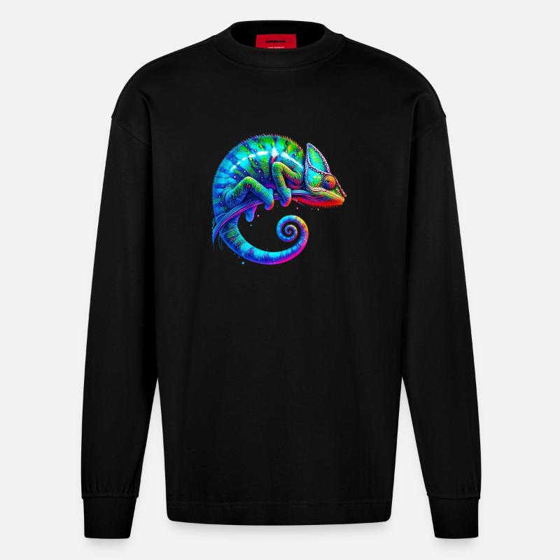 Caméléon - Manches longues bio épais oversize fabriqué en UE - SOLID BLACK