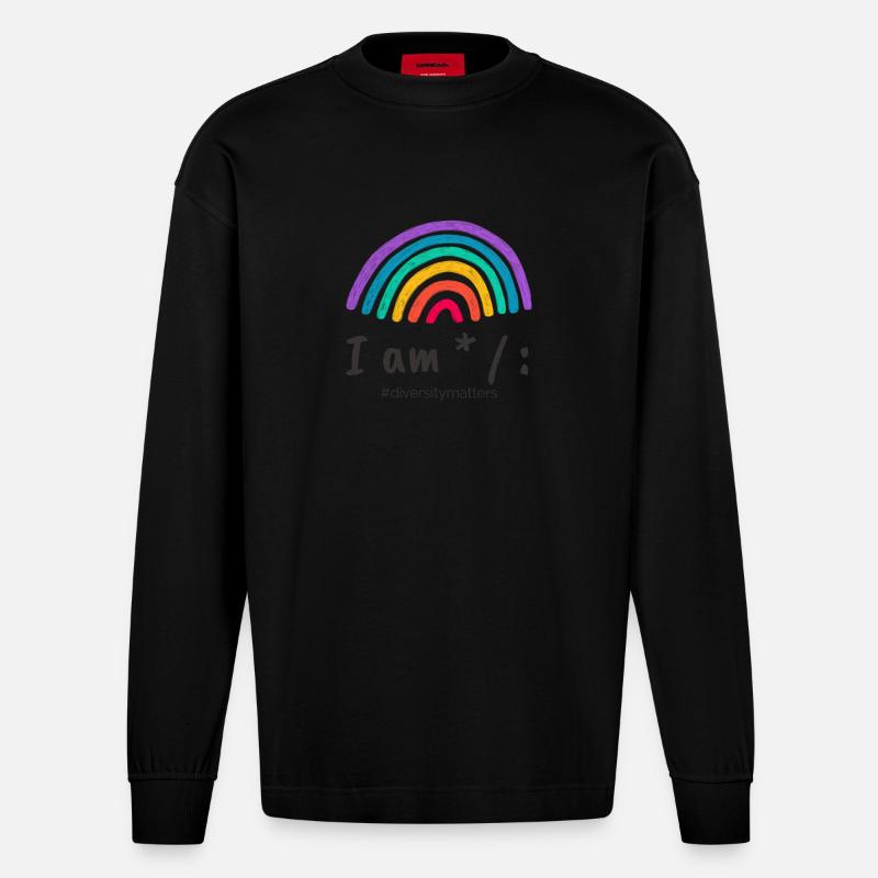 I am * / : #diversitymatters - Heavyweight Oversized Organic Langarmshirt Made in EU - SOLID BLACK