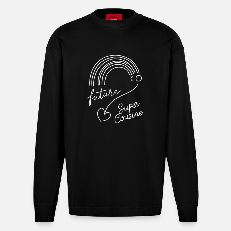 annonce grossesse future super cousine - Manches longues bio épais oversize fabriqué en UE - SOLID BLACK