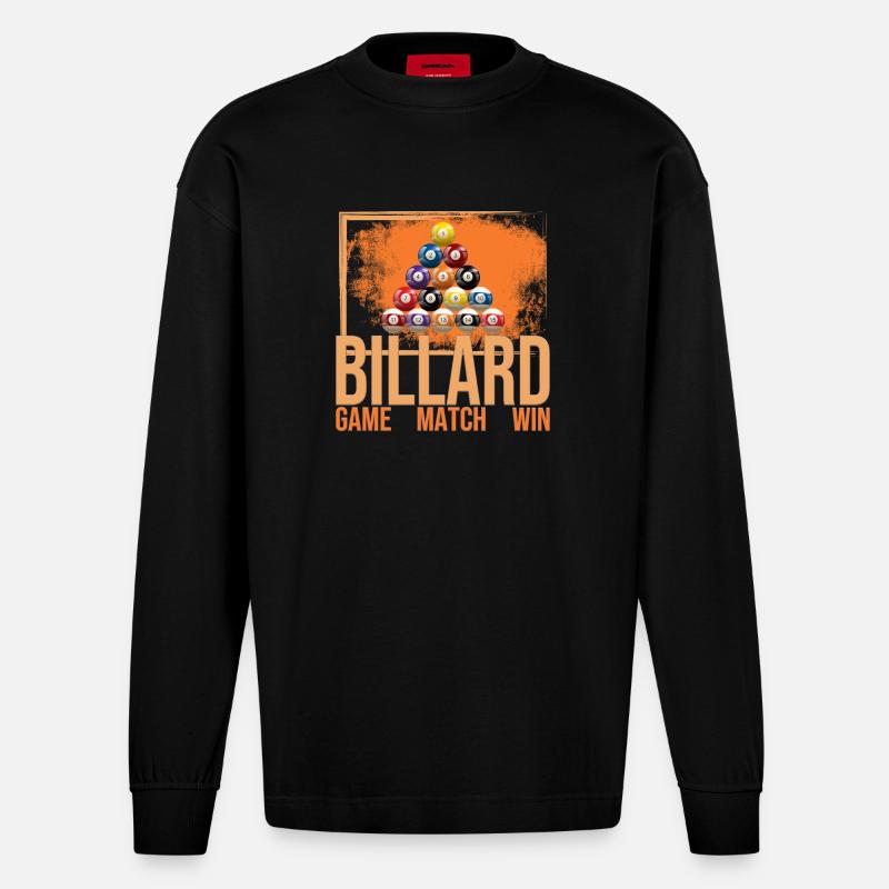 Game - Match - Win - Billard - Heavyweight Oversized Organic Langarmshirt Made in EU - SOLID BLACK