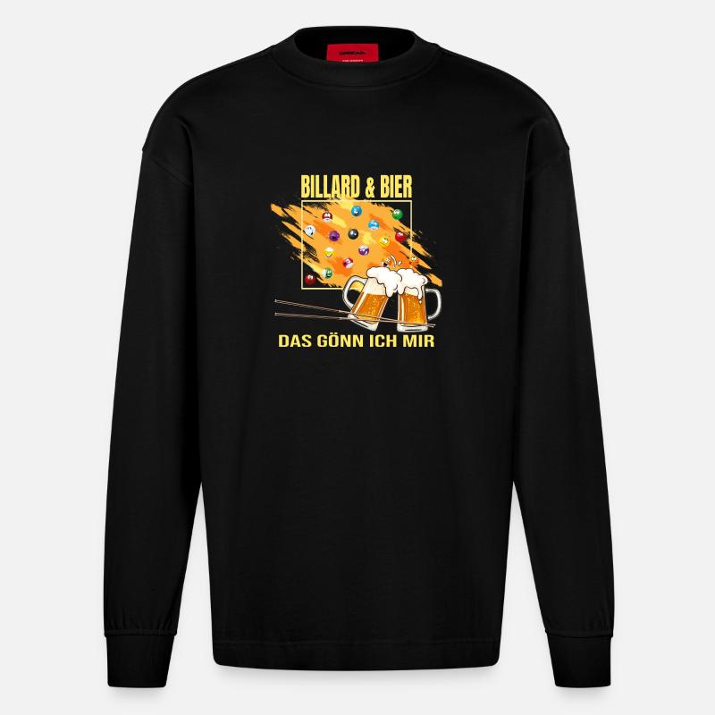 Billard & Bier - Das gönn ich mir - Heavyweight Oversized Organic Langarmshirt Made in EU - SOLID BLACK