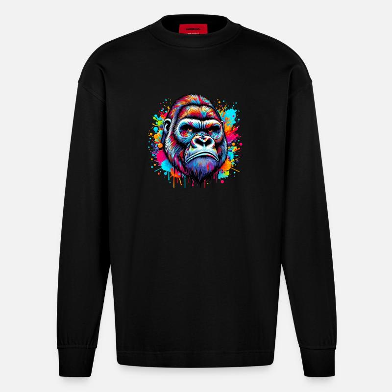 Gorilla - Heavyweight Oversized Organic Langarmshirt Made in EU - SOLID BLACK