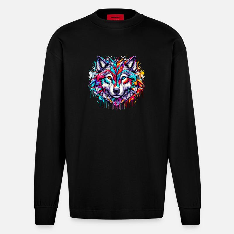 Wolf - Heavyweight Oversized Organic Langarmshirt Made in EU - SOLID BLACK