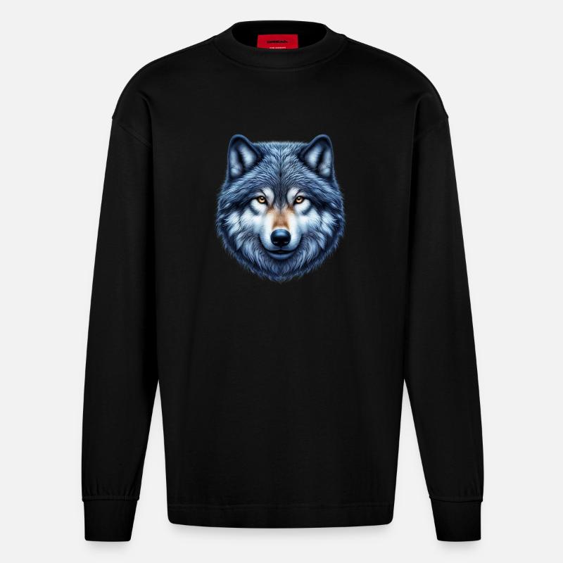 Wolf - Heavyweight Oversized Organic Longsleeve Shirt Made in EU - SOLID BLACK