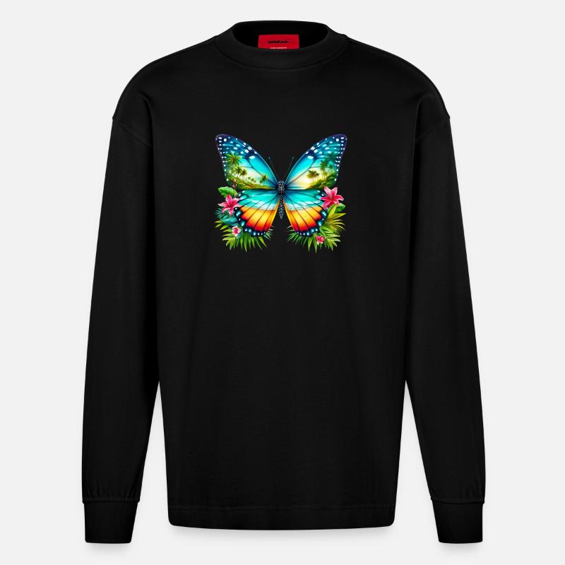 Papillon - Manches longues bio épais oversize fabriqué en UE - SOLID BLACK