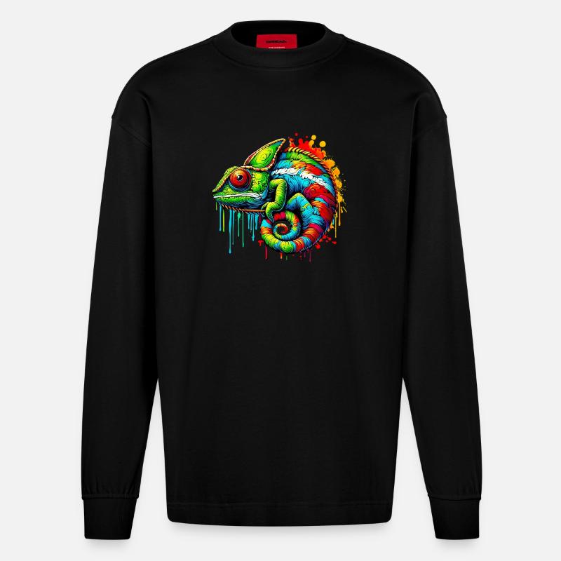 Caméléon - Manches longues bio épais oversize fabriqué en UE - SOLID BLACK