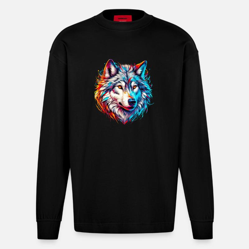 Wolf - Heavyweight Oversized Organic Langarmshirt Made in EU - SOLID BLACK