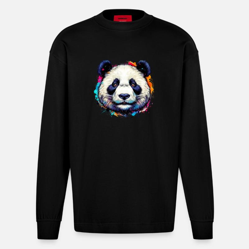 Panda - Manches longues bio épais oversize fabriqué en UE - SOLID BLACK