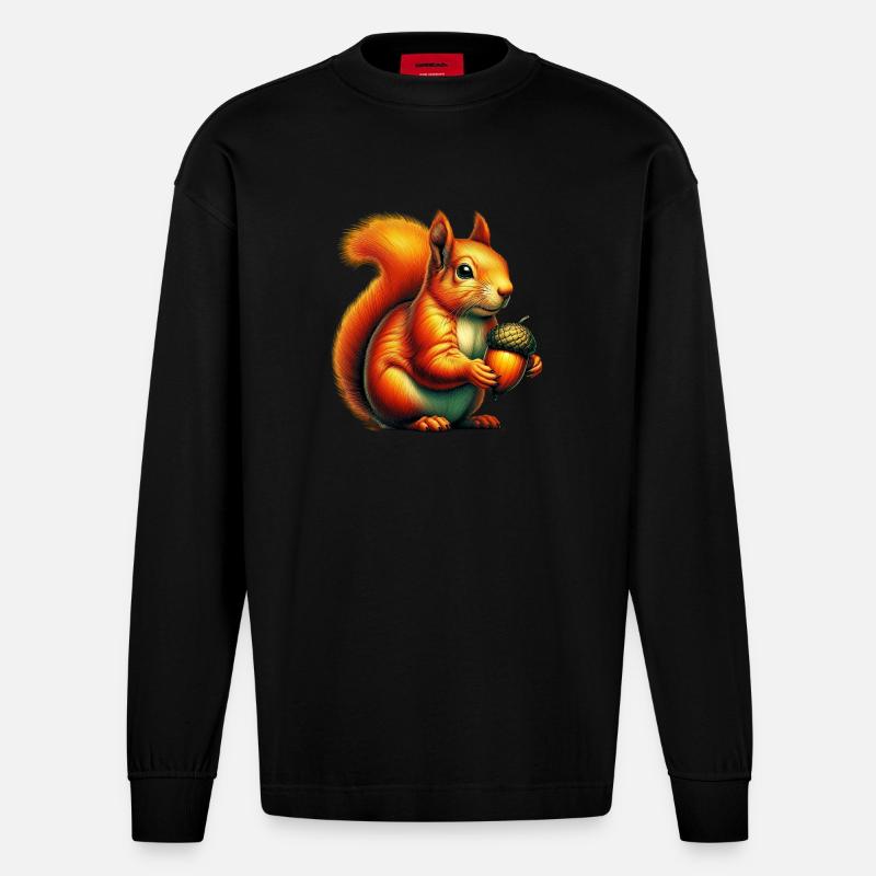 Eichhörnchen - Heavyweight Oversized Organic Langarmshirt Made in EU - SOLID BLACK