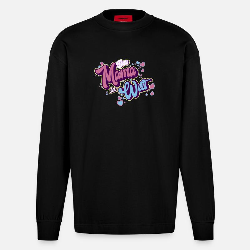 Beste Mama Der Welt - Heavyweight Oversized Organic Langarmshirt Made in EU - SOLID BLACK