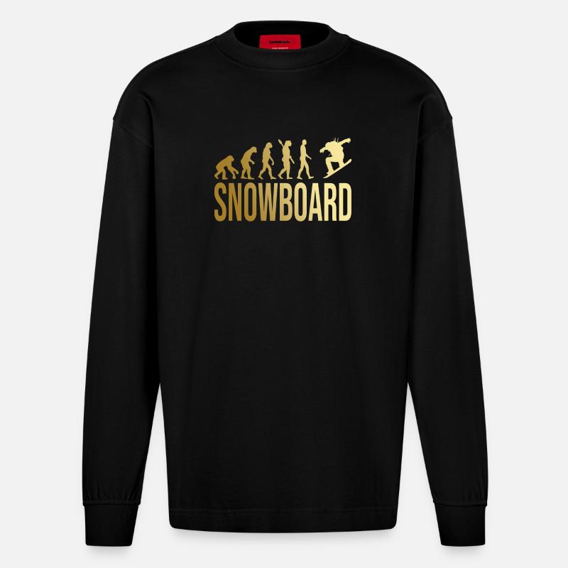 Evolution Snowboard - Heavyweight Oversized Organic Langarmshirt Made in EU - SOLID BLACK