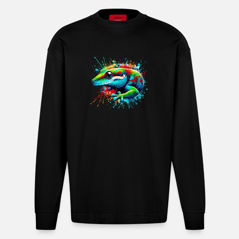 Gecko - Manches longues bio épais oversize fabriqué en UE - SOLID BLACK