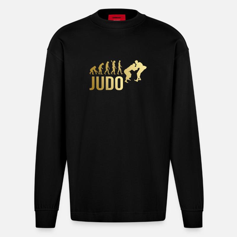 Judo Evolution - Heavyweight Oversized Organic Langarmshirt Made in EU - SOLID BLACK