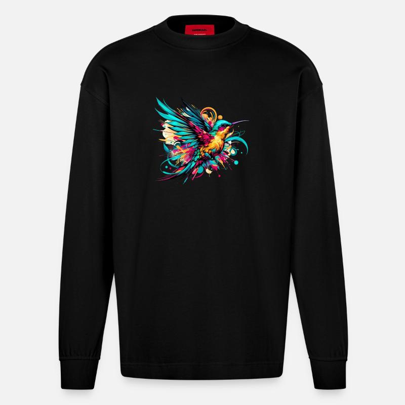 Kolibri - Heavyweight Oversized Organic Langarmshirt Made in EU - SOLID BLACK