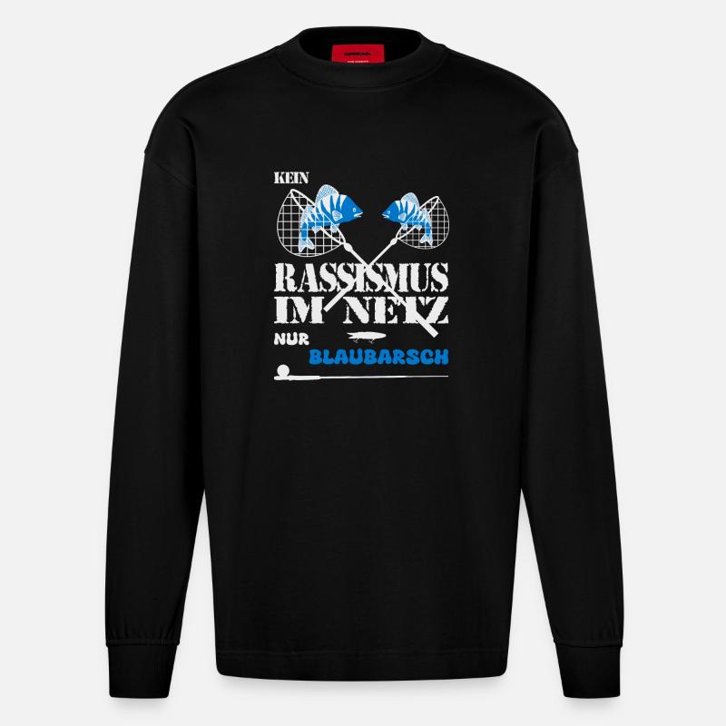 Pas de racisme sur Internet - Manches longues bio épais oversize fabriqué en UE - SOLID BLACK
