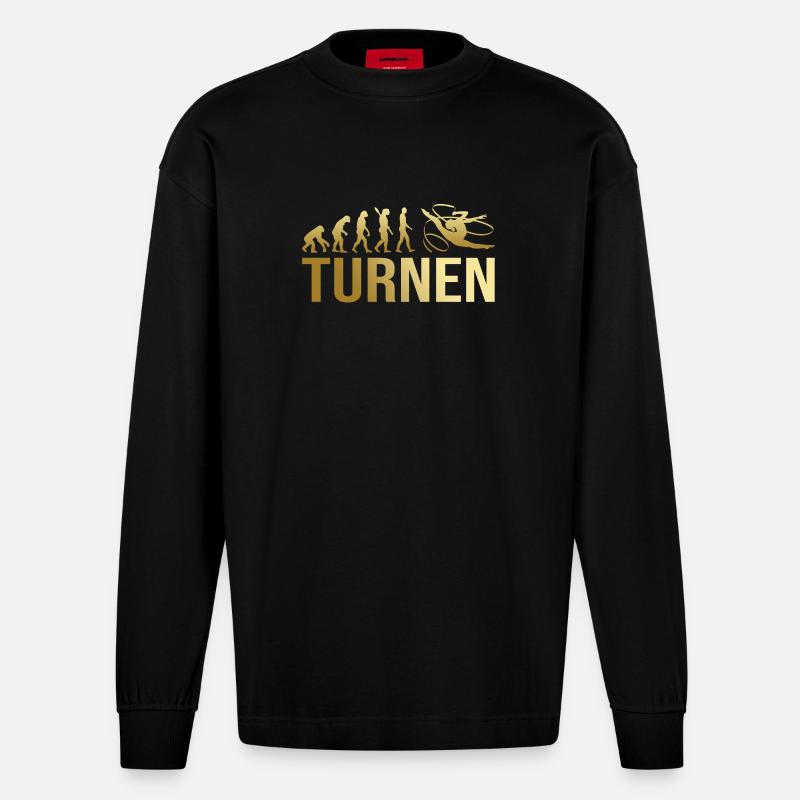 Evolution Turnen - Heavyweight Oversized Organic Langarmshirt Made in EU - SOLID BLACK