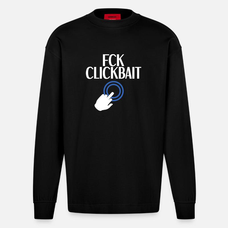 FCK-Clickbait - Heavyweight Oversized Organic Langarmshirt Made in EU - SOLID BLACK