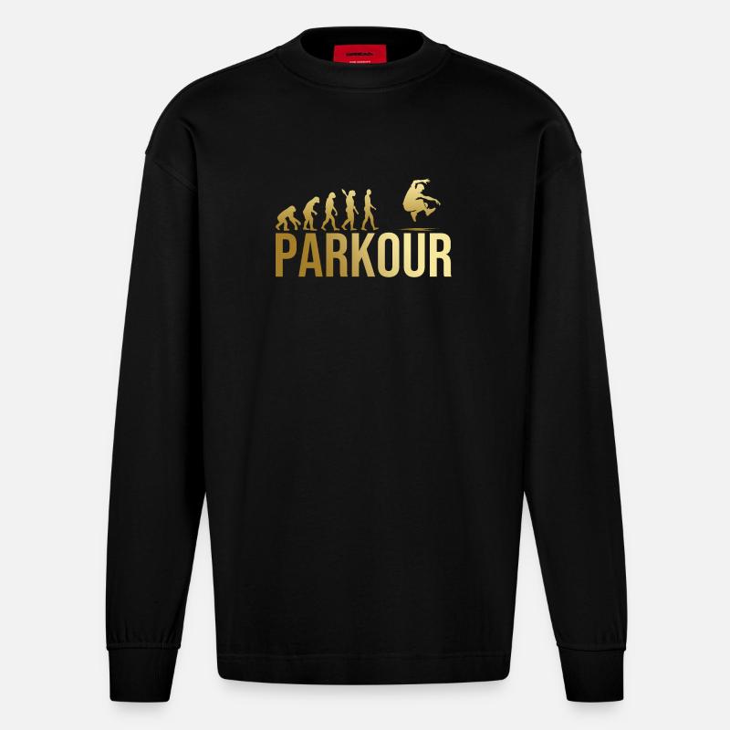 Evolution Parkour - Heavyweight Oversized Organic Langarmshirt Made in EU - SOLID BLACK