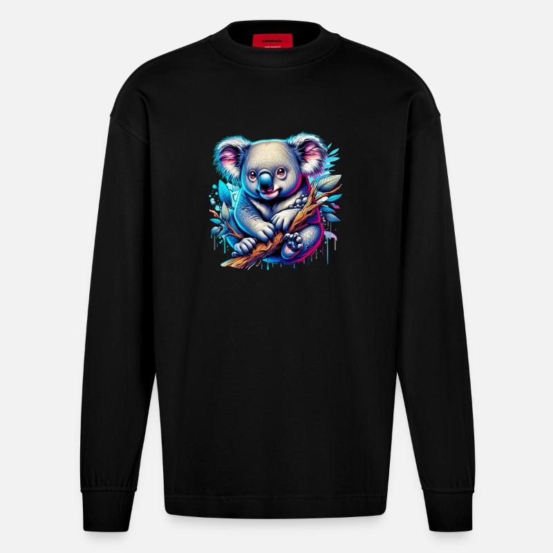 Koala - Manches longues bio épais oversize fabriqué en UE - SOLID BLACK
