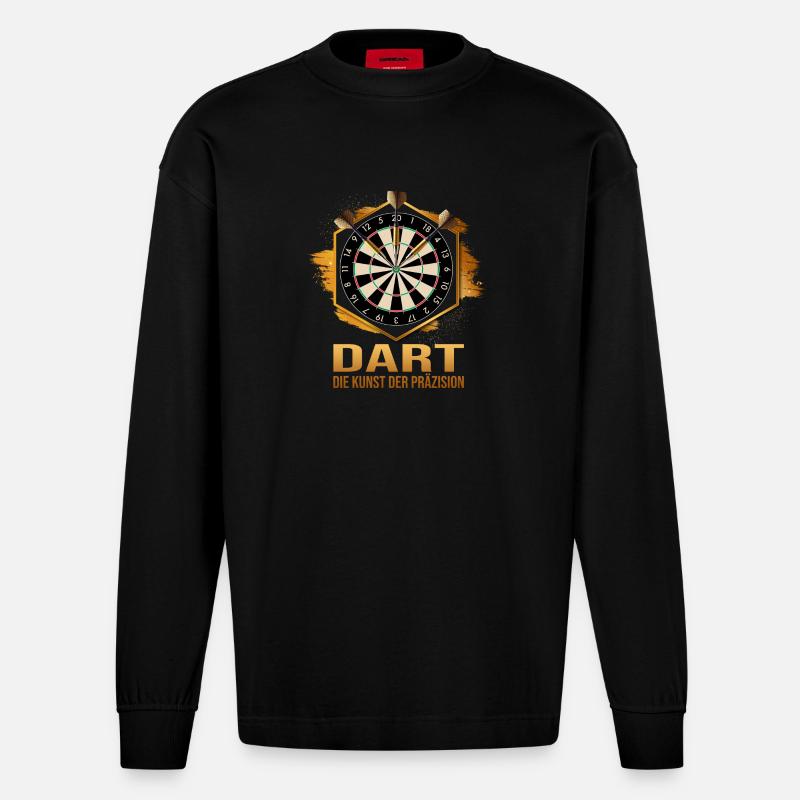 Dart die Kunst der Präzision - Heavyweight Oversized Organic Langarmshirt Made in EU - SOLID BLACK