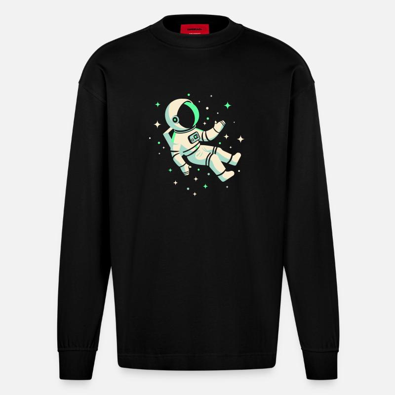 Astronaut - Heavyweight Oversized Organic Langarmshirt Made in EU - SOLID BLACK